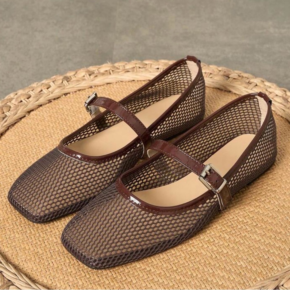 SHEIN Brown Mesh Ballet Flats Size 8